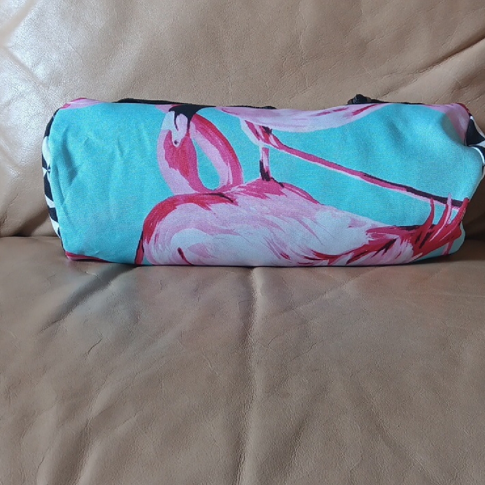 Flamingo Beach Blanket In Matching Zip Roll Bag. NWOT